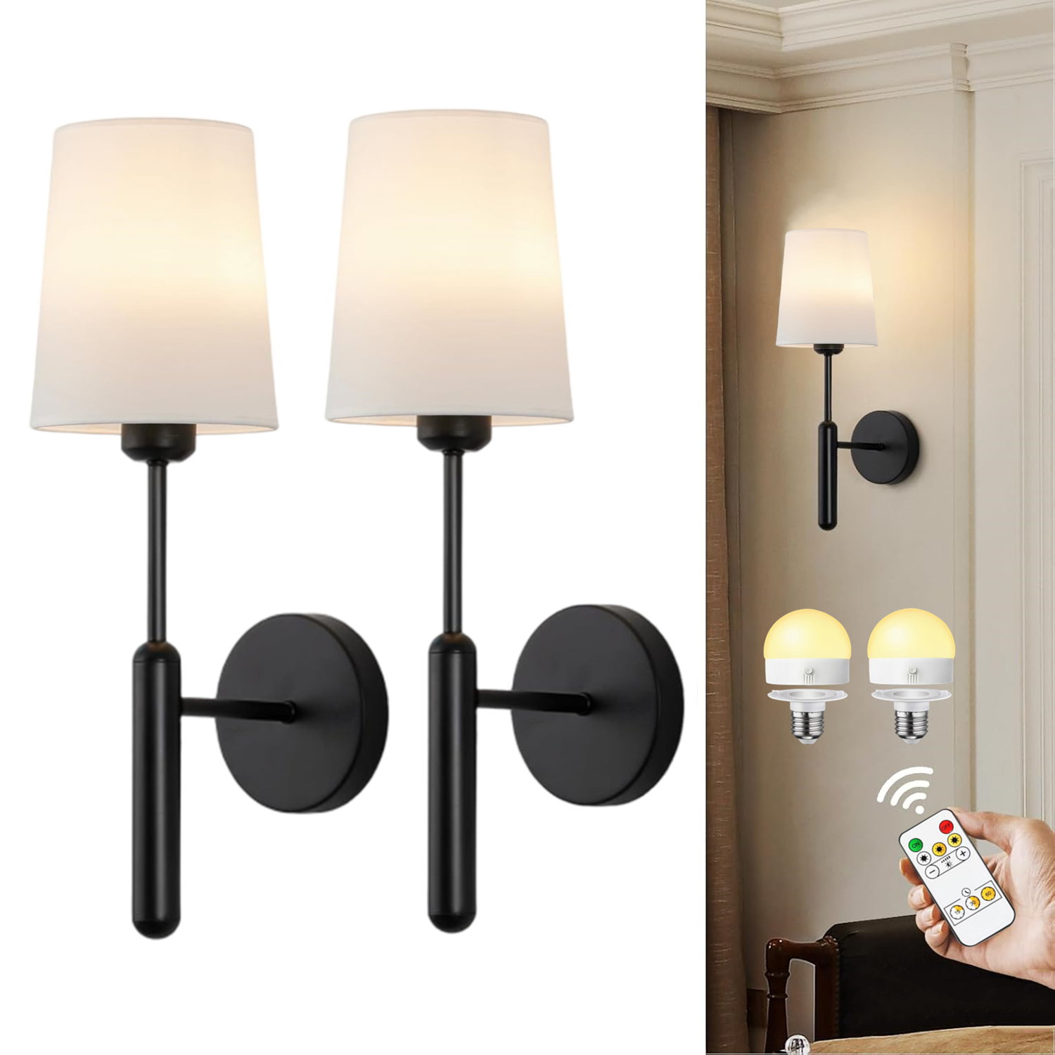 Photography Lighting Wireless - Wiring-Free Rechargeable Battery-Powered Wall Light Set