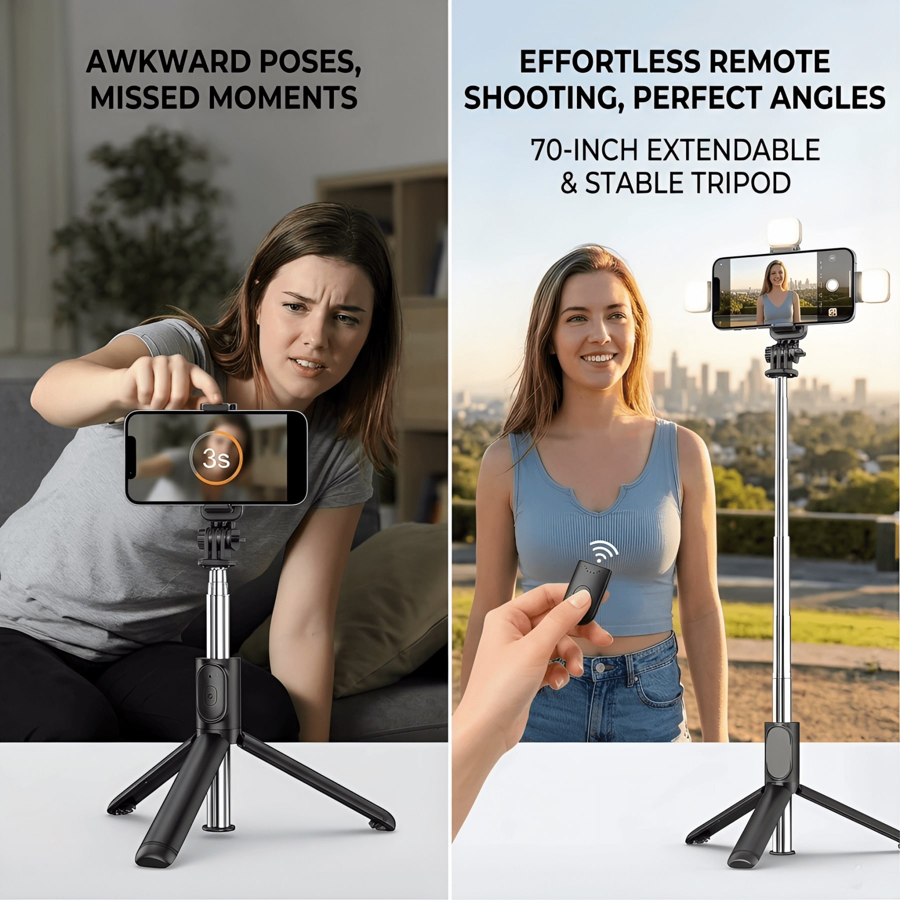 70 Inch Extendable Selfie Stic - Photography Lighting Wireless บทวิจารณ์และราคา