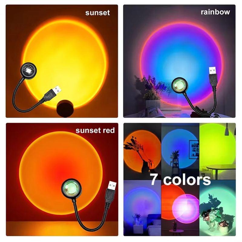 1-4pcs Sunset Lamp LED Rainbow - Photography Lighting Wall บทวิจารณ์และราคา
