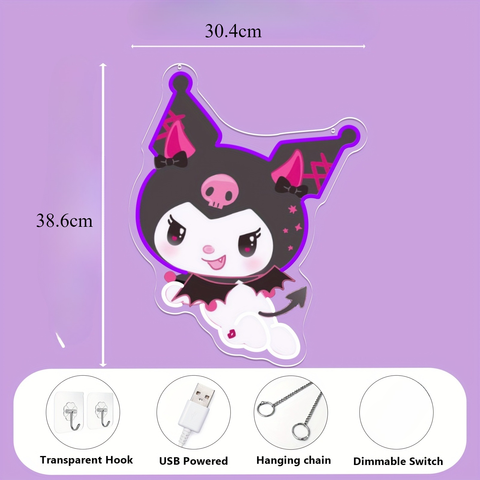 Kuromi LED Neon Sign Purple Gl - Photography Lighting Game บทวิจารณ์และราคา