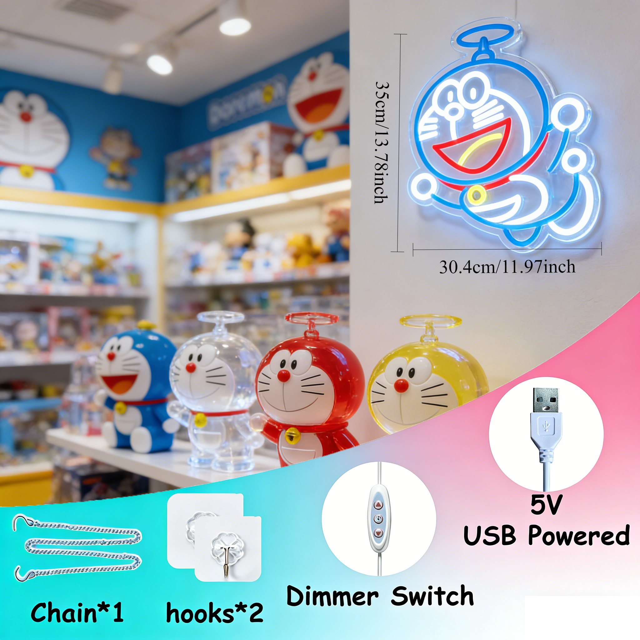 Doraemon Neon Sign LED USB Dim - Photography Lighting Game บทวิจารณ์และราคา